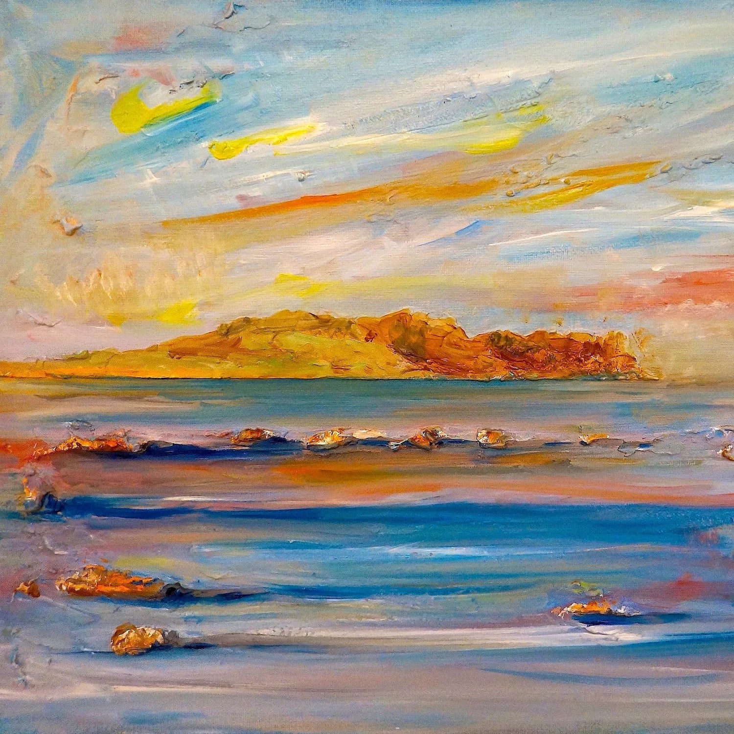 Tiree Dawn | Scotland in your Pocket - Hebridean Islands Art Gallery Worldwide Shipping Impressionistic Painting Colorful Scottish