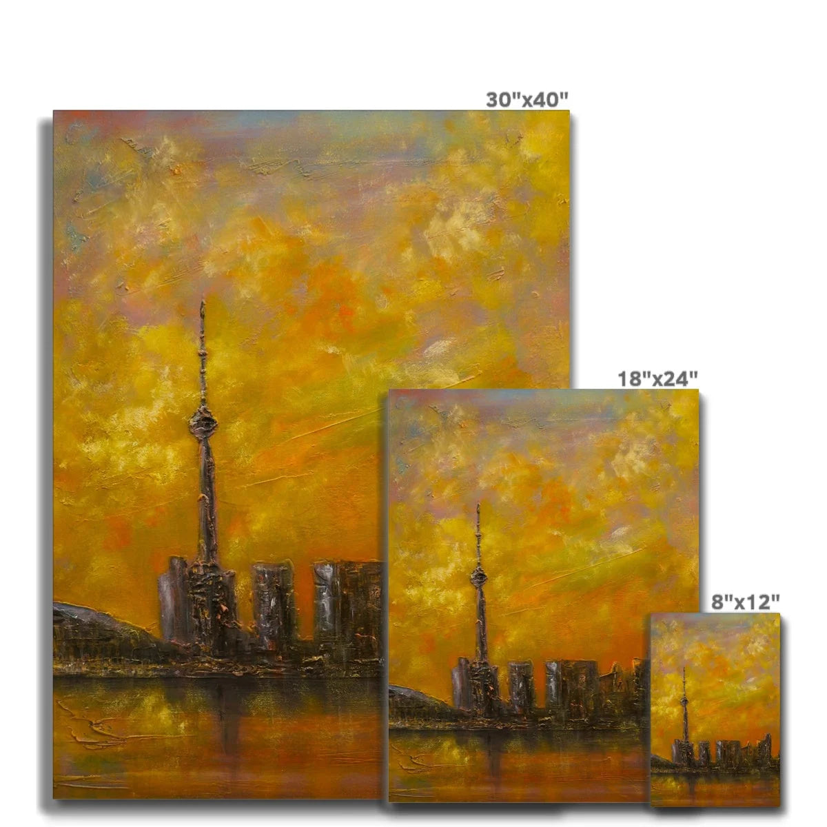 Toronto Summer Dusk Original Cityscape Painting on Canvas - World Art Gallery Scotland Worldwide Shipping Hunter Scottish Prints