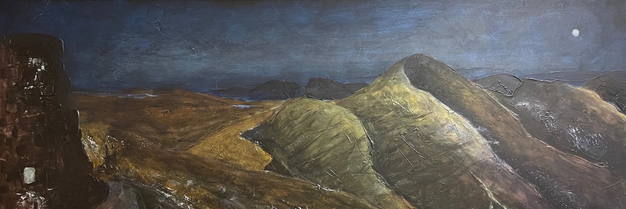 Torridon Hills Moonlight Original Panoramic Painting on Canvas - Lochs & Mountains Art Gallery Scotland Worldwide Shipping Paintings