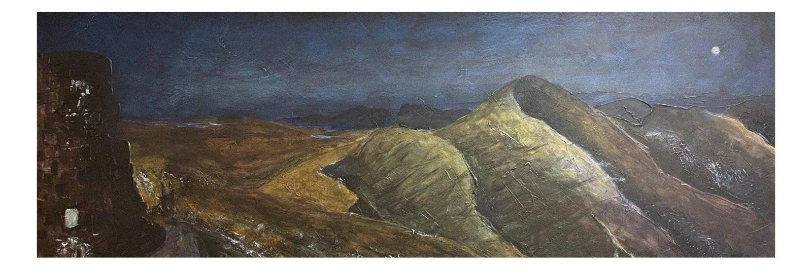 Torridon Hills Moonlight Panoramic Prints - Lochs & Mountains Art Gallery Scotland Worldwide Shipping Panoramic Oil Painting Paintings