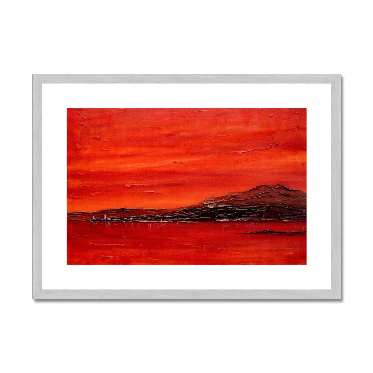 Toward Point Lighthouse Sunset Painting | Antique Framed & Mounted Prints From Scotland