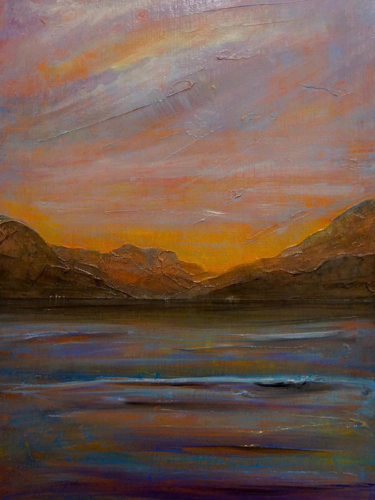 Towards Loch Long - River Clyde Art Gallery Scotland Worldwide Shipping Oil Painting Mountainous Scottish Lochs and Mountains Paintings