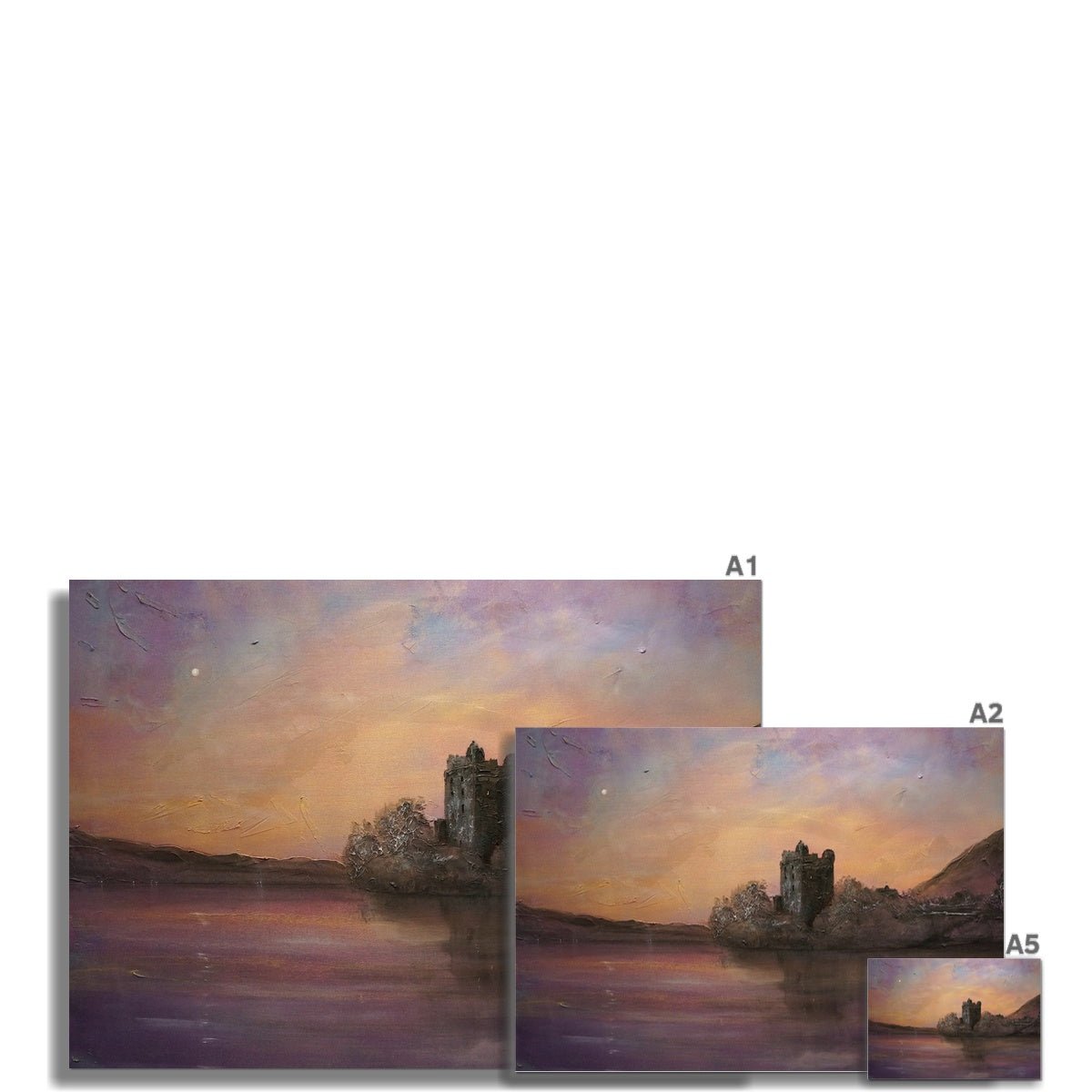 Urquhart Castle Moonlight Painting | Fine Art Prints From Scotland-Unframed Prints-Historic & Iconic Scotland Art Gallery-Paintings, Prints, Homeware, Art Gifts From Scotland By Scottish Artist Kevin Hunter