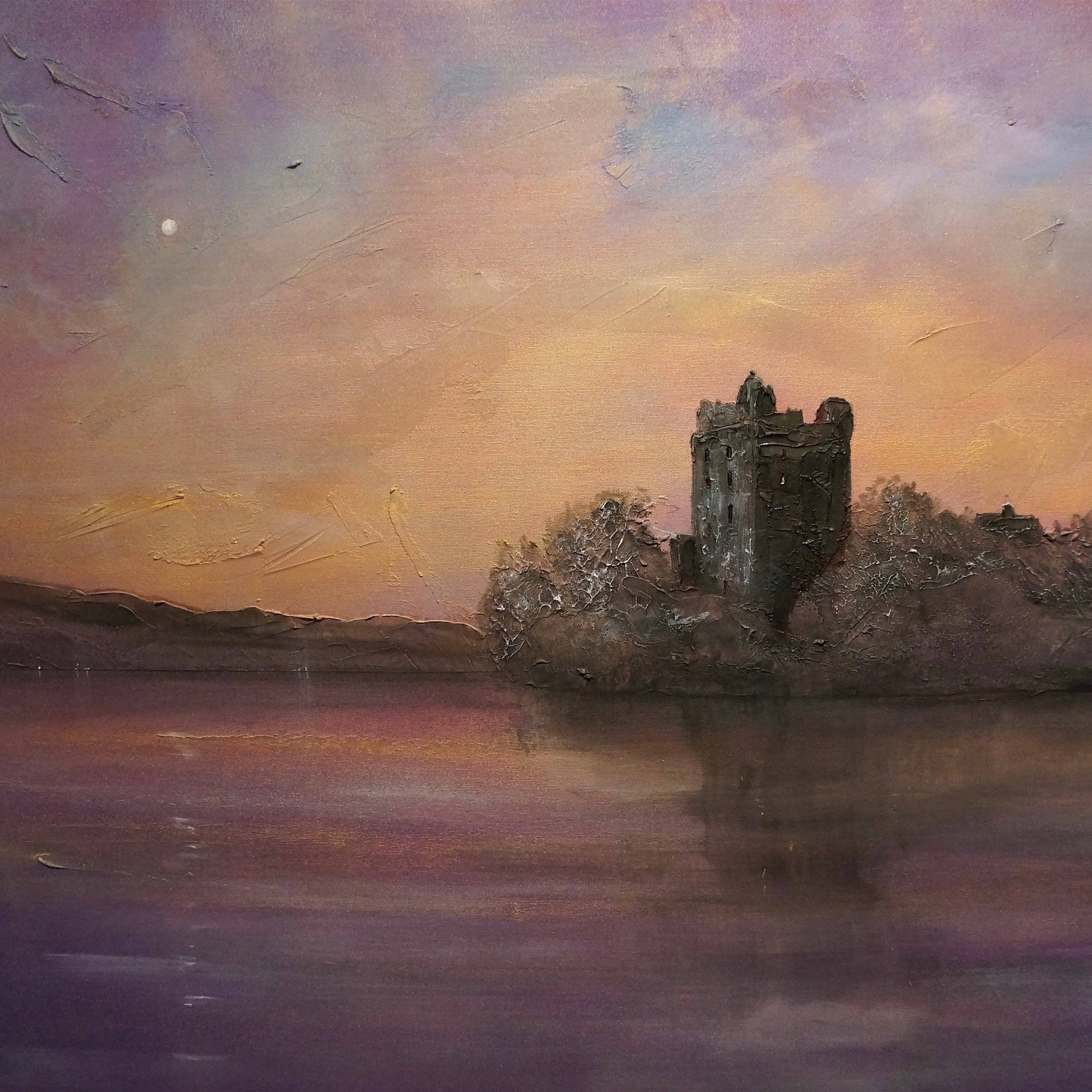Urquhart Castle Moonlight Wooden Art Block - Scottish - Historic & Iconic Gallery Scotland