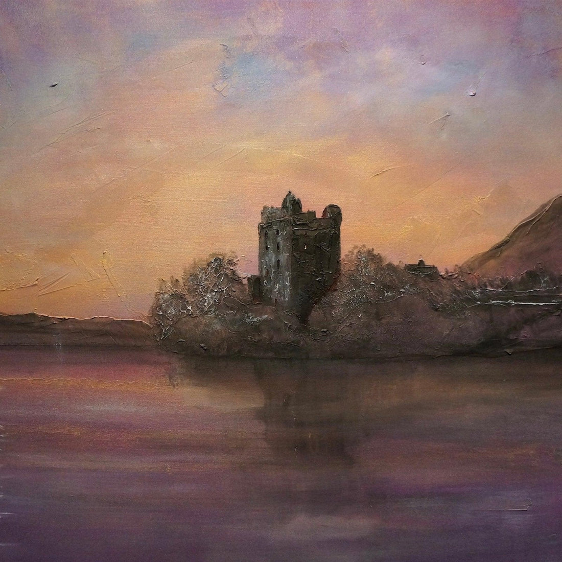 Urquhart Castle Moonlight Wooden Art Block