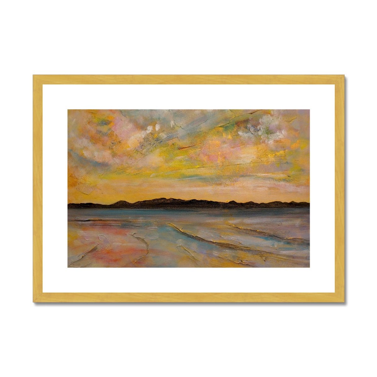 Vallay Island North Uist Painting | Antique Framed & Mounted Prints From Scotland-Antique Framed & Mounted Prints-Hebridean Islands Art Gallery-A2 Landscape-Gold Frame-Paintings, Prints, Homeware, Art Gifts From Scotland By Scottish Artist Kevin Hunter