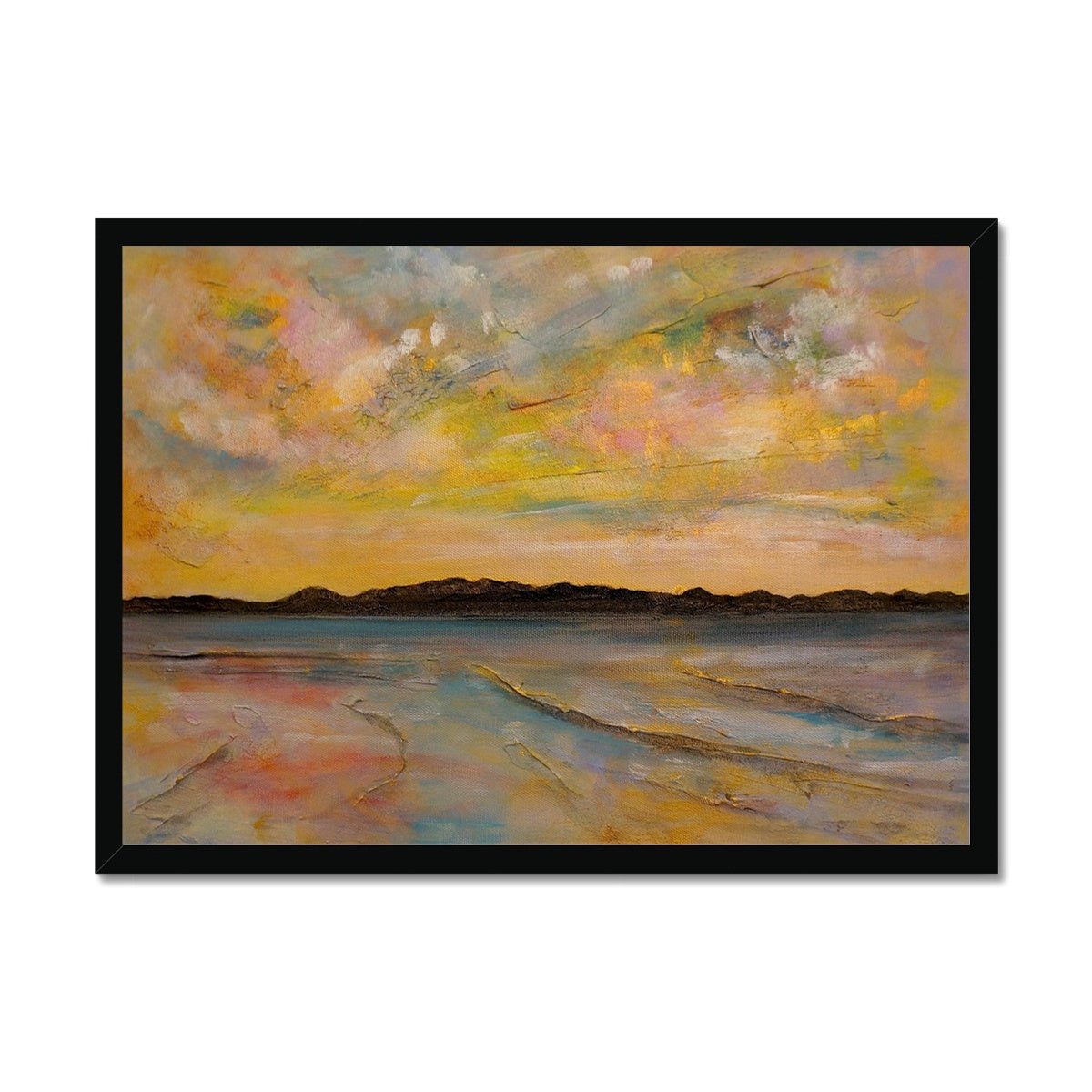 Vallay Island North Uist Painting | Framed Prints From Scotland-Framed Prints-Hebridean Islands Art Gallery-A2 Landscape-Black Frame-Paintings, Prints, Homeware, Art Gifts From Scotland By Scottish Artist Kevin Hunter