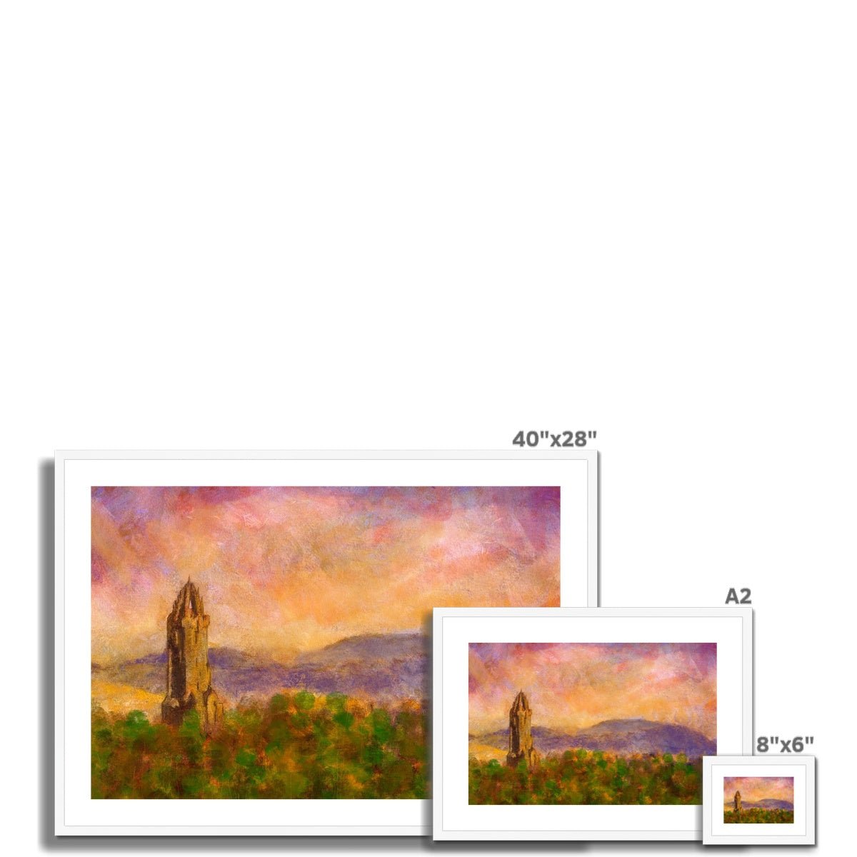 Wallace Monument Dusk Painting | Framed & Mounted Prints From Scotland-Framed & Mounted Prints-Historic & Iconic Scotland Art Gallery-Paintings, Prints, Homeware, Art Gifts From Scotland By Scottish Artist Kevin Hunter