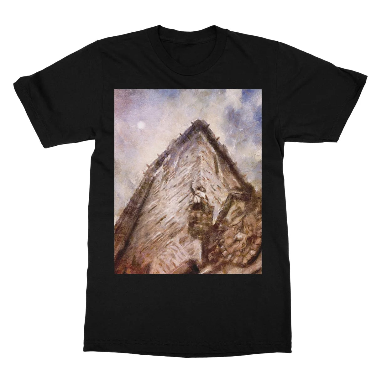 Wallace Monument Moonlight Softstyle T-shirt - Historic & Iconic Art Gallery Scotland Worldwide Shipping Scottish Castles Paintings