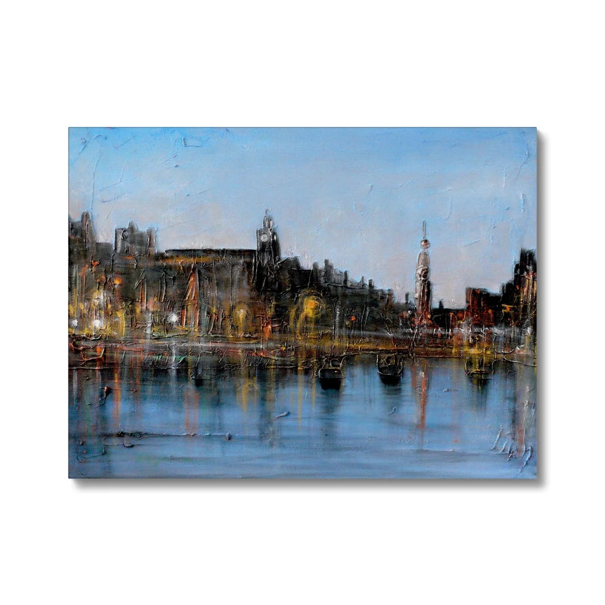 Winter in Amsterdam Original Cityscape Painting on Canvas - World Art Gallery Scotland Worldwide Shipping Hunter Scottish Prints