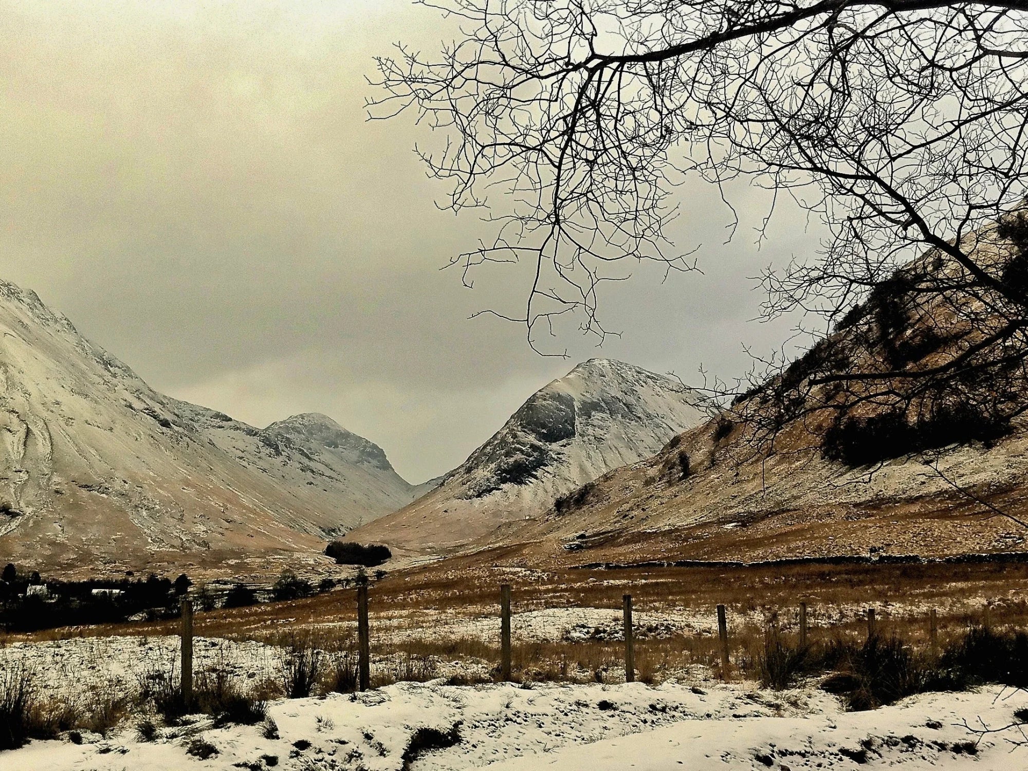 Winter in Glencoe | Photography Prints from Scotland - Art Gallery Worldwide Shipping Snow-dusted Mountain Valley Scottish and Landscape